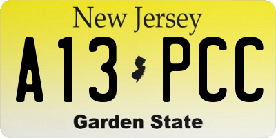 NJ license plate A13PCC