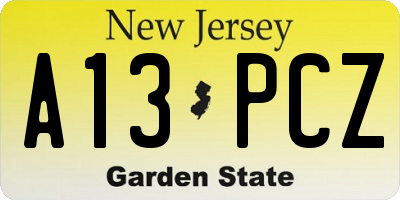 NJ license plate A13PCZ