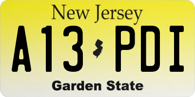NJ license plate A13PDI