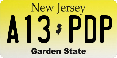 NJ license plate A13PDP