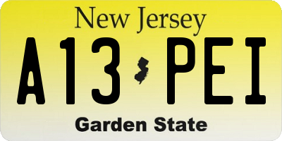 NJ license plate A13PEI