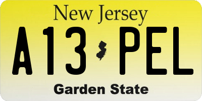 NJ license plate A13PEL