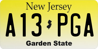 NJ license plate A13PGA