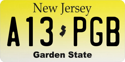 NJ license plate A13PGB