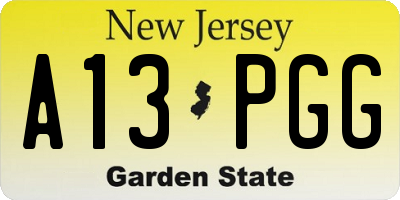 NJ license plate A13PGG