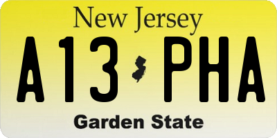 NJ license plate A13PHA