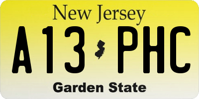 NJ license plate A13PHC