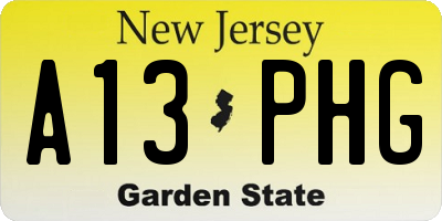 NJ license plate A13PHG