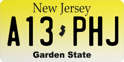 NJ license plate A13PHJ