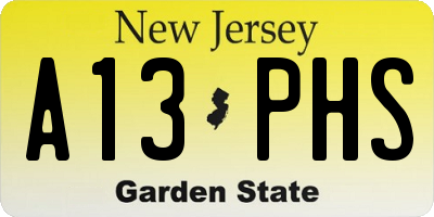 NJ license plate A13PHS