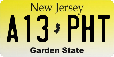 NJ license plate A13PHT