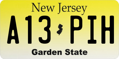 NJ license plate A13PIH