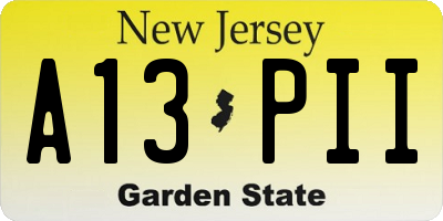 NJ license plate A13PII