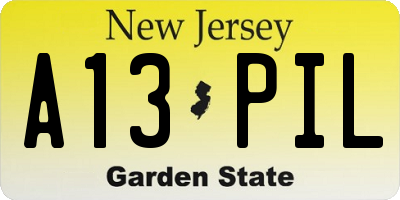 NJ license plate A13PIL