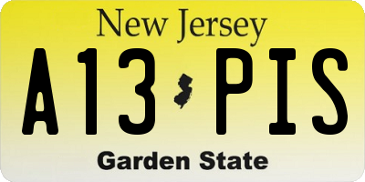 NJ license plate A13PIS