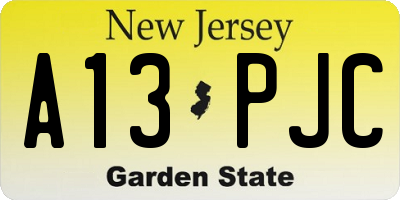 NJ license plate A13PJC