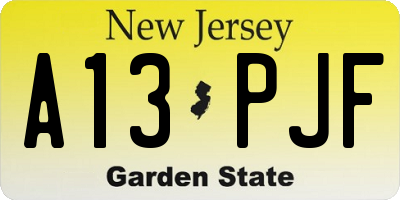 NJ license plate A13PJF