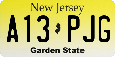 NJ license plate A13PJG