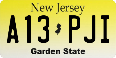 NJ license plate A13PJI