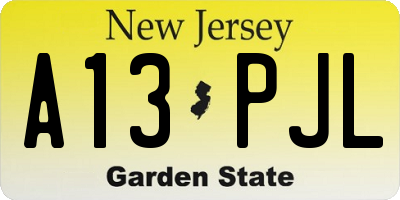 NJ license plate A13PJL