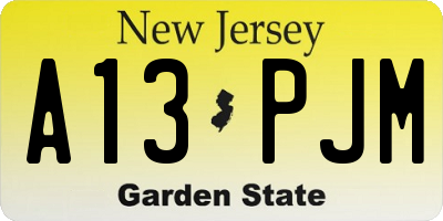 NJ license plate A13PJM