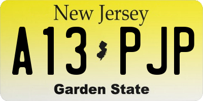 NJ license plate A13PJP