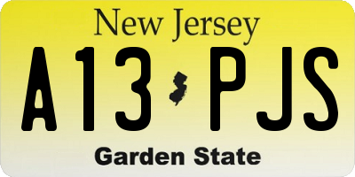 NJ license plate A13PJS