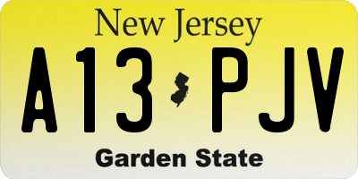 NJ license plate A13PJV