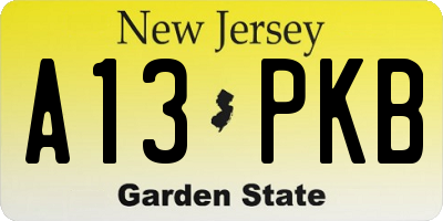 NJ license plate A13PKB