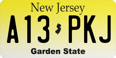NJ license plate A13PKJ
