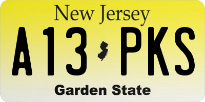 NJ license plate A13PKS