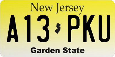 NJ license plate A13PKU