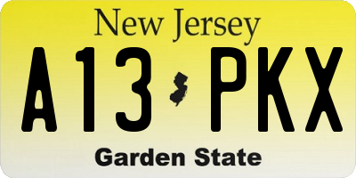 NJ license plate A13PKX