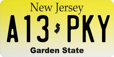NJ license plate A13PKY