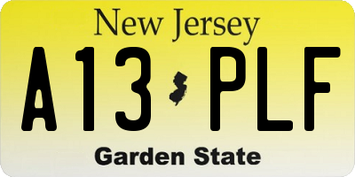 NJ license plate A13PLF