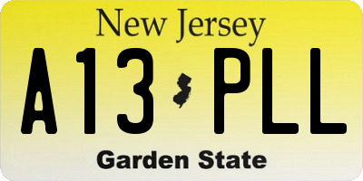 NJ license plate A13PLL