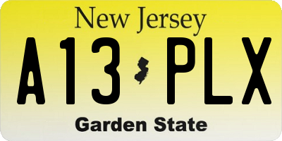 NJ license plate A13PLX