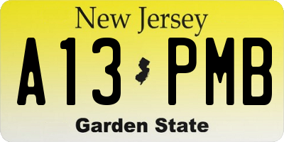 NJ license plate A13PMB