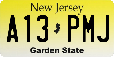 NJ license plate A13PMJ