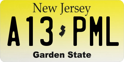 NJ license plate A13PML