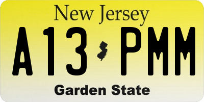 NJ license plate A13PMM