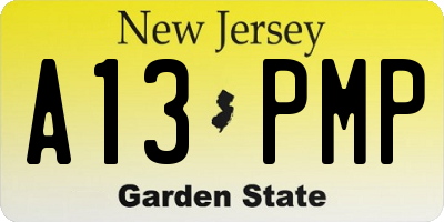 NJ license plate A13PMP
