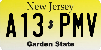 NJ license plate A13PMV