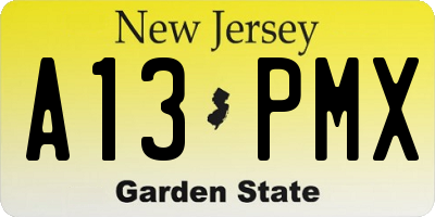 NJ license plate A13PMX