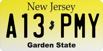NJ license plate A13PMY