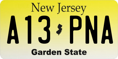 NJ license plate A13PNA