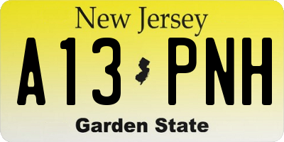 NJ license plate A13PNH