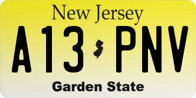 NJ license plate A13PNV