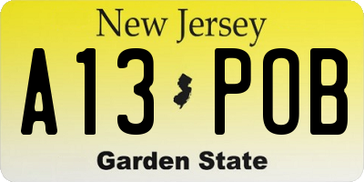 NJ license plate A13POB