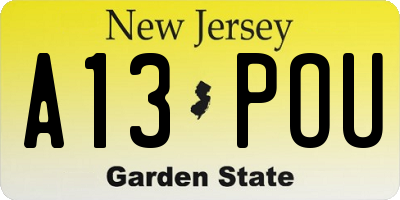 NJ license plate A13POU